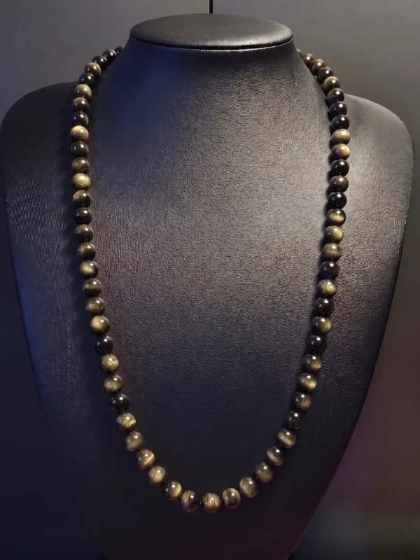 Collar Obsidiana Dorada