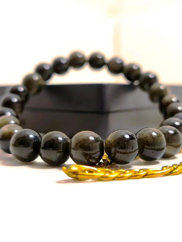 Pulsera Obsidiana Dorada