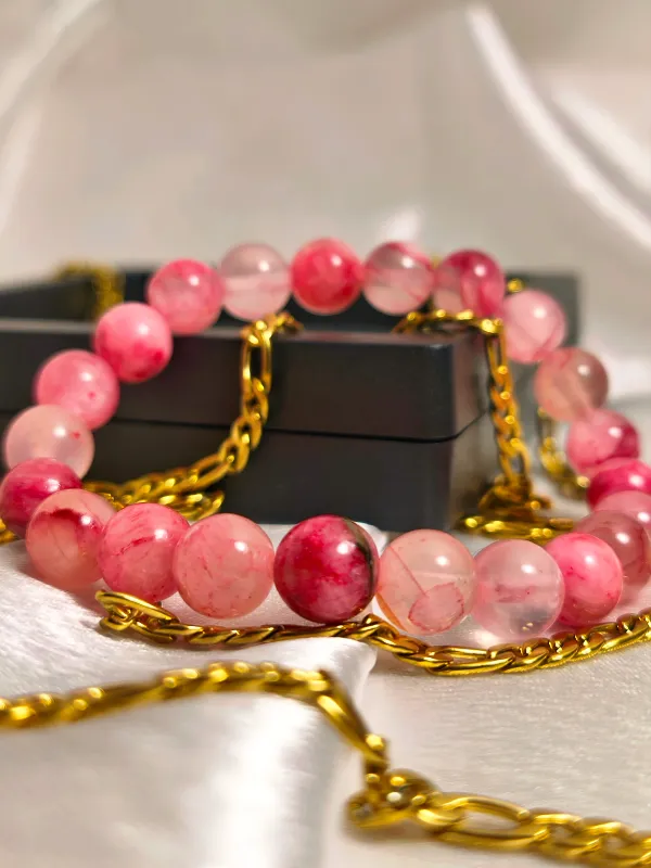 Pulsera Rodonita Flor de Cerezo